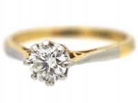Art Deco 18ct Gold & Platinum, Diamond Solitaire Ring