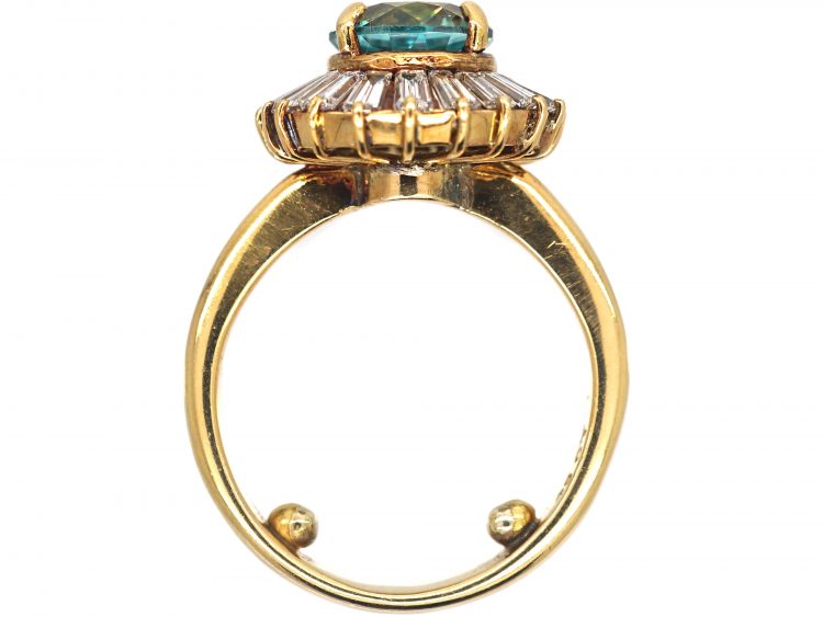 18ct Gold, Zircon & Tapered Baguette Diamond Ballerina Ring