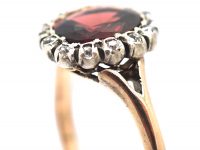 Victorian 14ct Gold, Garnet & Diamond Oval Cluster Ring