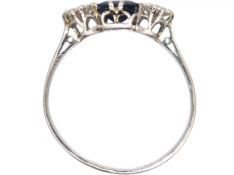 Art Deco Platinum, Sapphire & Diamond Three Stone Ring