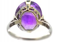 Art Deco Platinum, Rose Cut Amethyst & Diamond Ring