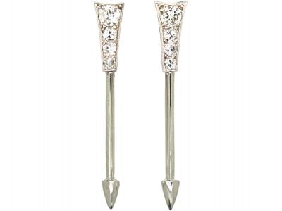 Art Deco 18ct White Gold & Platinum, Diamond Arrow Earrings