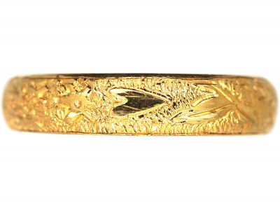 Edwardian 22ct Gold Wedding Band with Hearts & Star Motif