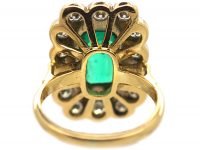 18ct Gold Emerald & Diamond Rectangular Ring