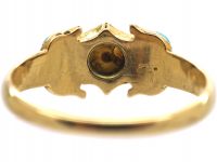Regency 15ct Gold, Turquoise, Natural Split Pearl & Rose Diamond Ring