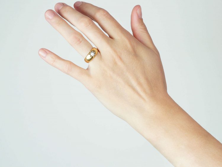 Victorian 18ct Gold & Diamond Solitaire Gypsy Ring