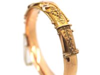 Edwardian 9ct Gold, Sapphire & Diamond Etruscan Style Bangle