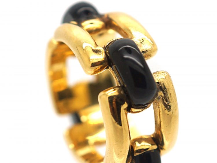 French 18ct Gold & Onyx Ring by Mauboussin