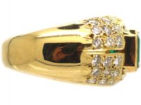 18ct Gold Emerald & Diamond Trombino Ring