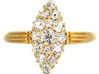 Victorian 18ct Gold Marquise Shaped Ring set with Diamonds
