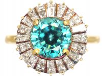 18ct Gold, Zircon & Tapered Baguette Diamond Ballerina Ring
