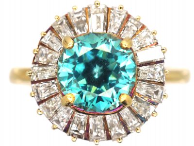 18ct Gold, Zircon & Tapered Baguette Diamond Ballerina Ring