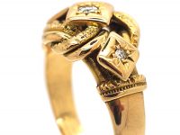 Edwardian 18ct Gold Knot Ring set with Three Diamonds