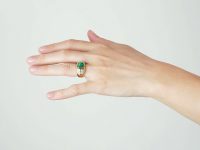 18ct Gold Emerald & Diamond Trombino Ring