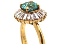 18ct Gold, Zircon & Tapered Baguette Diamond Ballerina Ring