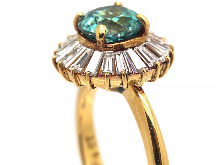 18ct Gold, Zircon & Tapered Baguette Diamond Ballerina Ring