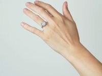 Art Deco French 18ct Gold & Platinum, Diamond Cluster Ring with Pie Crust Border