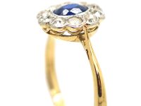 Edwardian 18ct Gold & Platinum, Sapphire & Diamond Cluster Ring