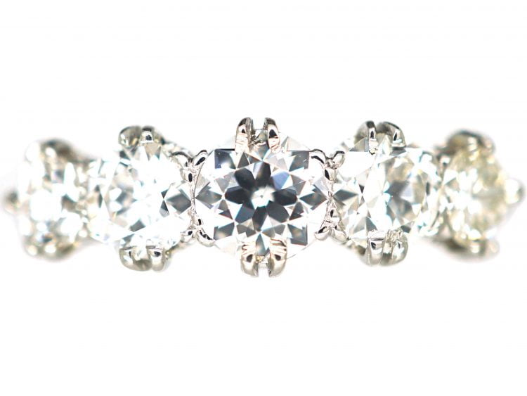 Art Deco Platinum Five Stone Diamond Ring