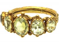 Regency 18ct Gold Ring set with Five Chrysolites