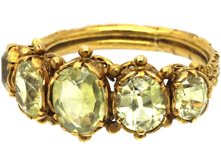 Regency 18ct Gold Ring set with Five Chrysolites