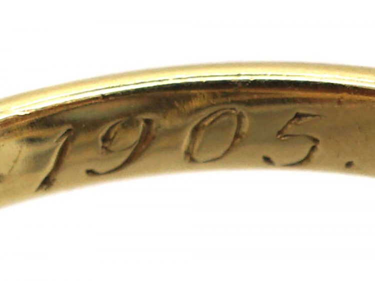 Edwardian 18ct Gold, Opal & Diamond Navette Shaped Ring by Child & Child