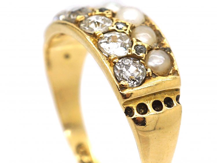 Victorian 18ct Gold Pearl & Diamond Ring