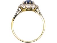 Edwardian 18ct Gold & Platinum, Diamond & Sapphire Cluster Ring
