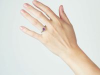 Art Deco Platinum & 18ct Gold, Ruby & Diamond Cluster Ring