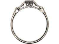 18ct White Gold Square Cut Diamond Ring with Diamond Set Shoulders