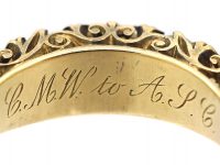 Victorian 18ct Gold, Carved Half Hoop Ring set with Natural Pearls with Diamond Points