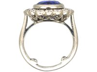 Platinum, 4.10 carat Sapphire & Diamond Oval Cluster Ring