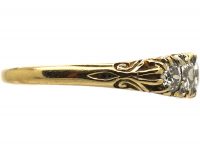 Victorian 18ct Gold, Five Stone Diamond Carved Half Hoop Ring