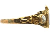 Georgian 18ct Gold, Ruby & Rose Diamond Heart Ring