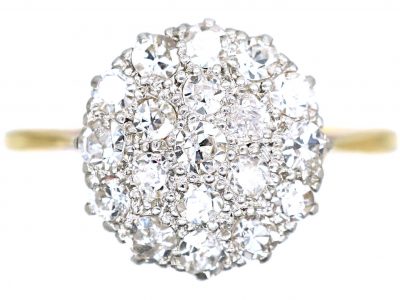 Edwardian 18ct Gold & Platinum, Pave Set Diamond Cluster Ring
