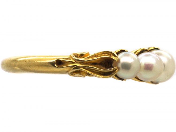 Victorian 18ct Gold, Graduated Five Natural Pearl Ring