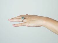 Retro 18ct White Gold, Aquamarine & Diamond Ring