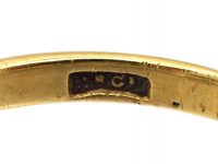Edwardian 18ct Gold, Five Stone Sapphire & Diamond Carved Half Hoop Ring