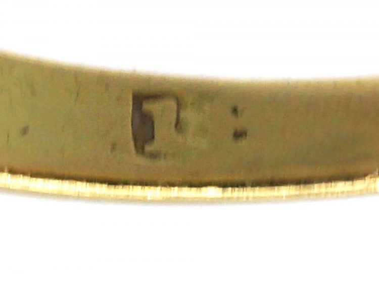 Victorian 18ct Gold, Five Stone Diamond Carved Half Hoop Ring