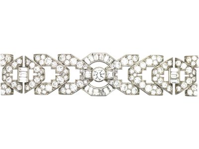 Art Deco Platinum & Diamond Geometric Bracelet