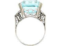 Retro 18ct White Gold, Aquamarine & Diamond Ring