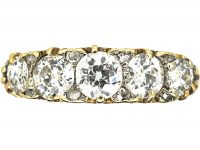 Victorian 18ct Gold, Five Stone Diamond Carved Half Hoop Ring