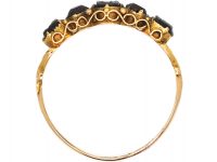 Regency 15ct Gold Ring set with Onyx & Garnets with Flower Detail