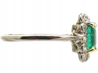 Art Deco Platinum, Emerald & Diamond Rectangular Cluster Ring