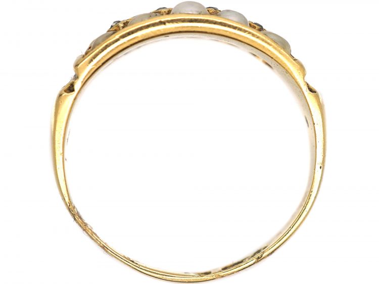 Victorian 18ct Gold Pearl & Diamond Ring