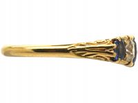 Edwardian 18ct Gold, Five Stone Sapphire & Diamond Carved Half Hoop Ring