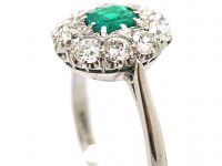 Platinum, Emerald & Diamond Cluster Ring