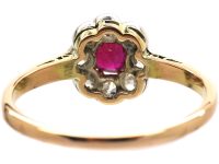 Edwardian 18ct Gold, Ruby & Diamond Cluster Ring