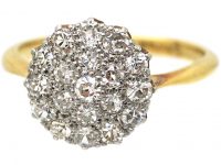 Edwardian 18ct Gold & Platinum, Pave Set Diamond Cluster Ring