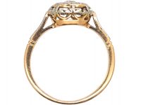 Art Deco 18ct Gold & Platinum, Diamond Cluster Ring with Piecrust Surround